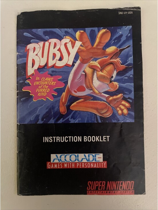 Other - Bubsy in Claws Encounters of the Furred Kind SNES Nintendo MANUAL ONLY